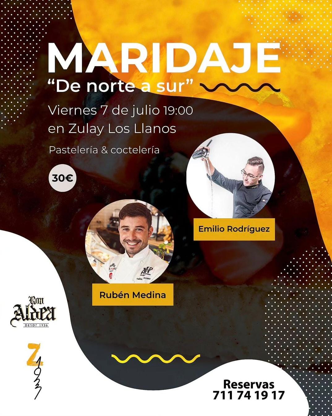 "Maridaje de Norte a Sur". Pastelería y cocteleria. Con Zulay y Ron Aldea