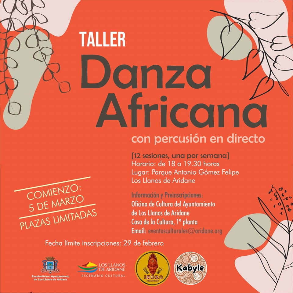 Taller de danza africana con percusión en directo. Los Llanos de Aridane