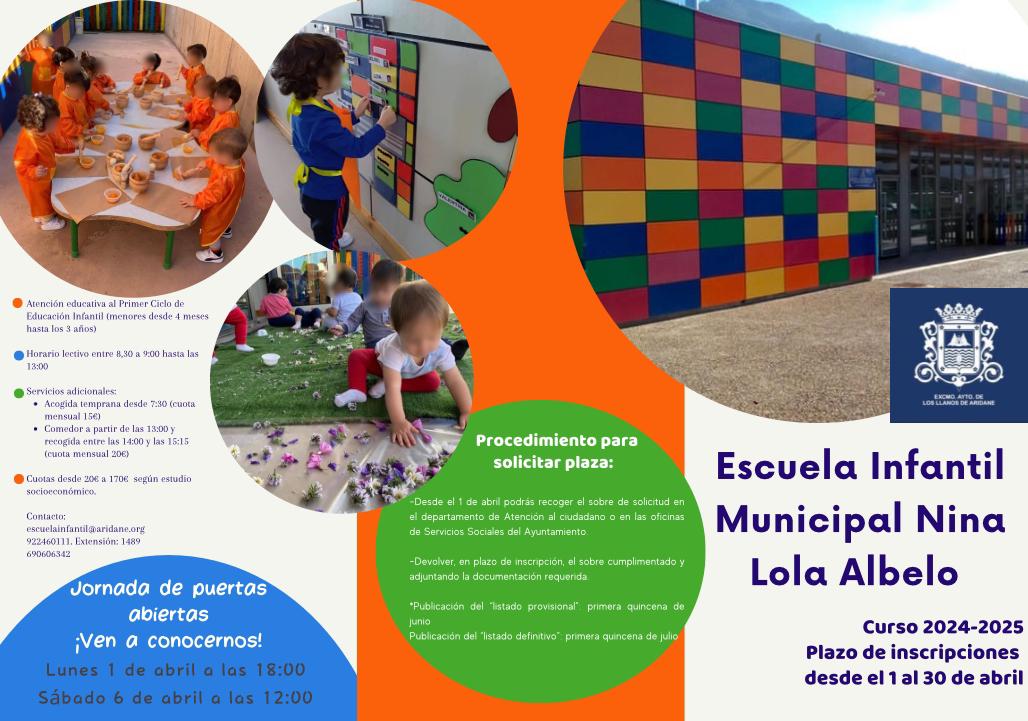 En abril abre el plazo de inscripciones para la Escuela Infantil Nina Lola Albelo de Los Llanos de Aridane