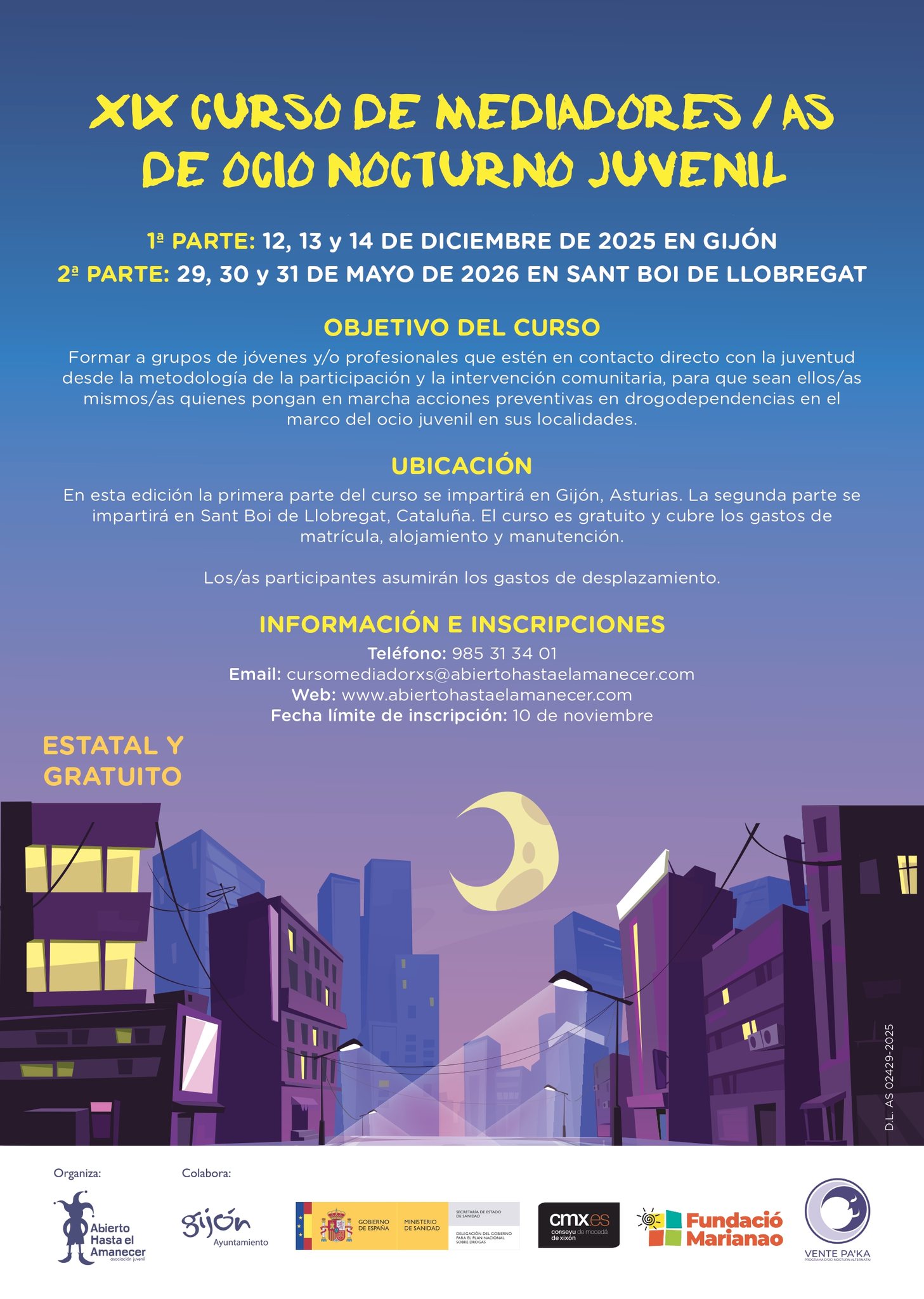 Curso Estatal de Mediadores de Ocio Nocturno Juvenil