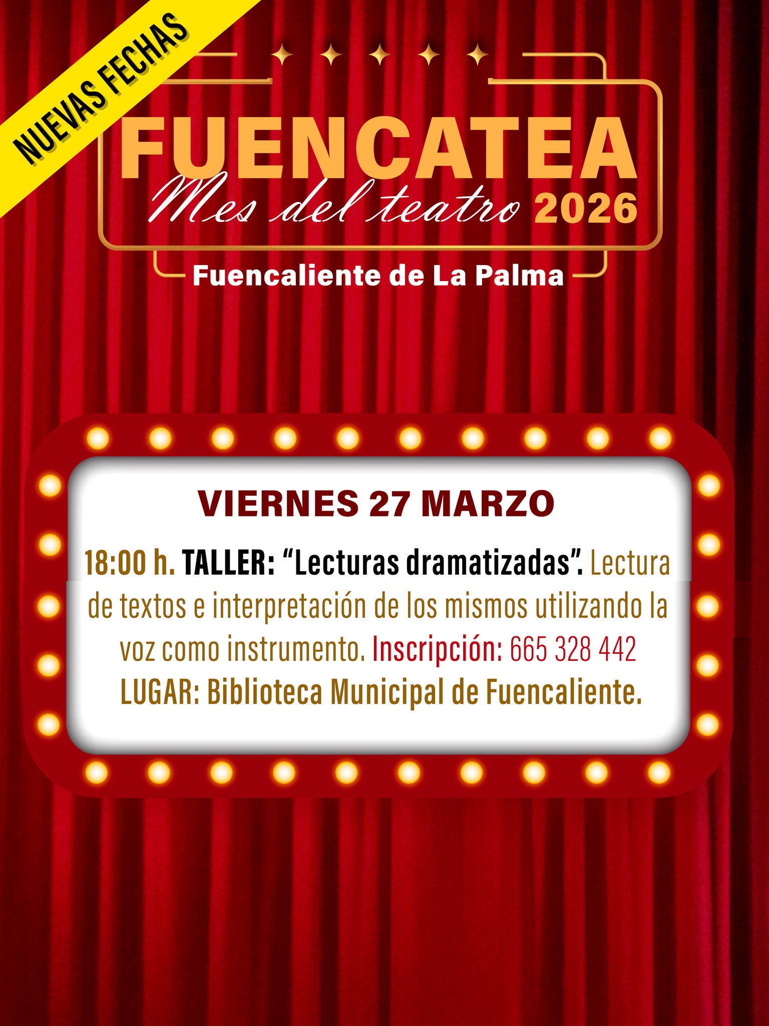 Talleres de teatro en Fuencaliente (27, 28 y 29 de marzo)