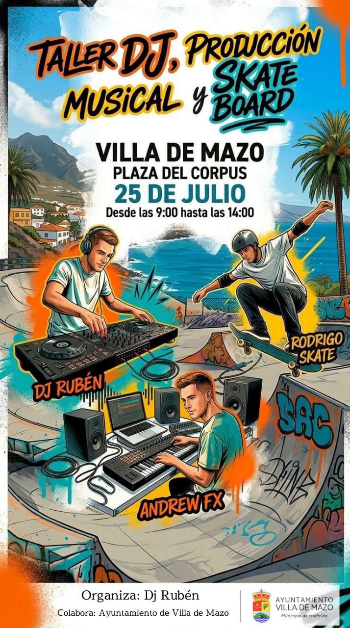 Taller de DJ, Producción Musical y Skateboard en Mazo