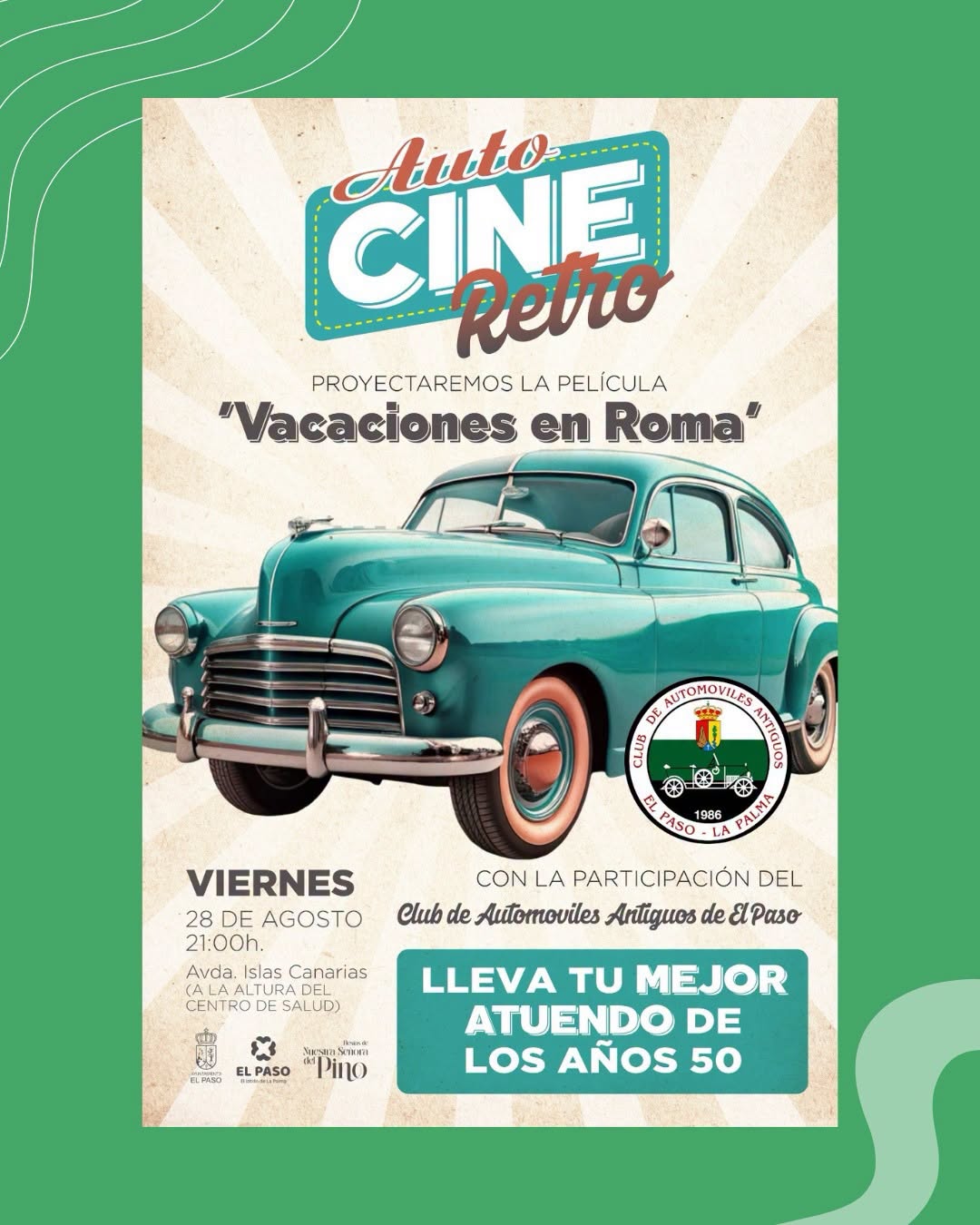Autocine y muestra de vehículos clásicos en El Paso