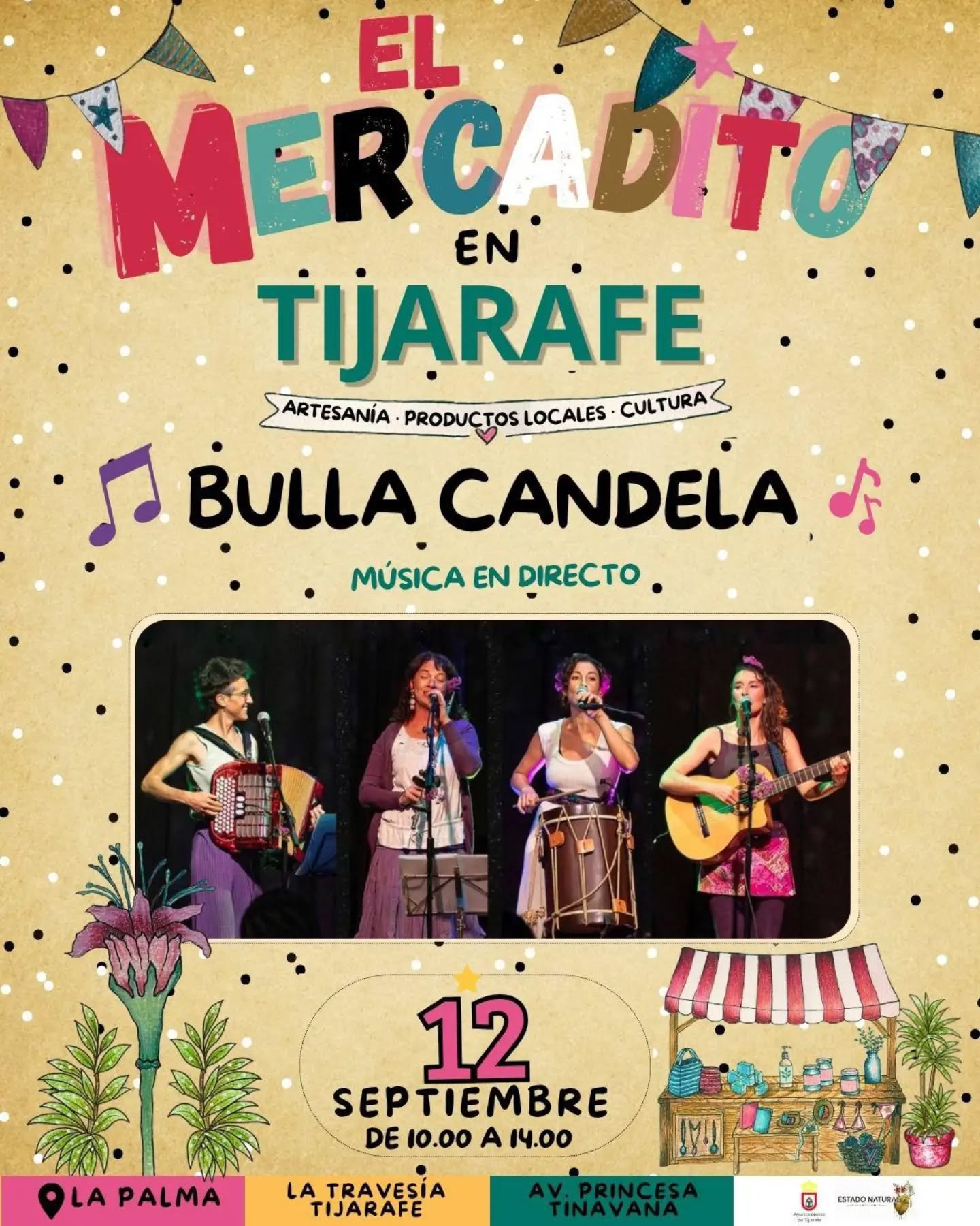 El Mercadito en Tijarafe con actuación de Bulla Candela