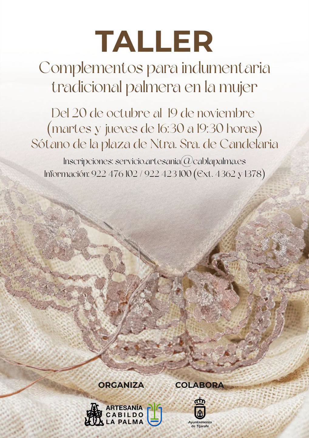 Taller de complementos indumentaria tradicional palmera en la mujer